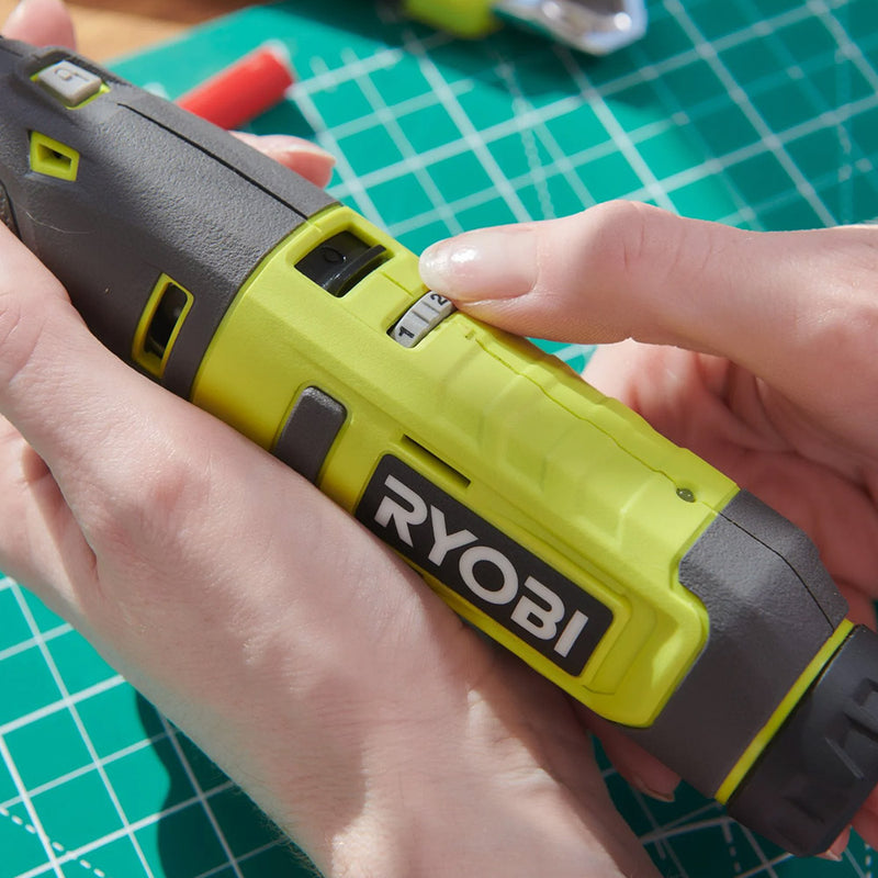 Cordless Rotary Tool Starter Kit 4V, 5,000–25,000 RPM, 3.2 mm Collet, 15 Piece Kit