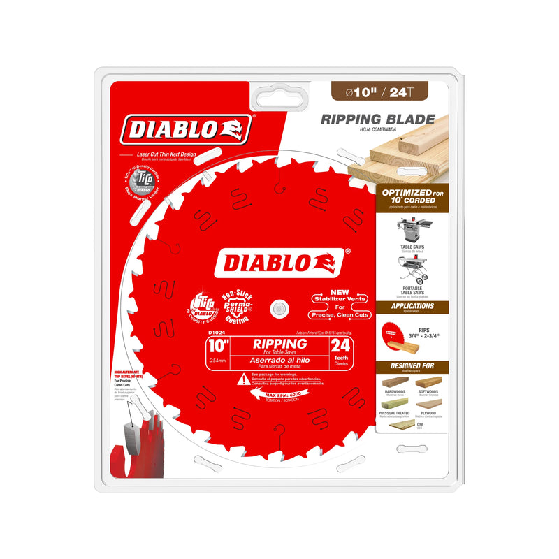 DIABLO 10" x 24-Teeth Ripping Saw Blade for Wood