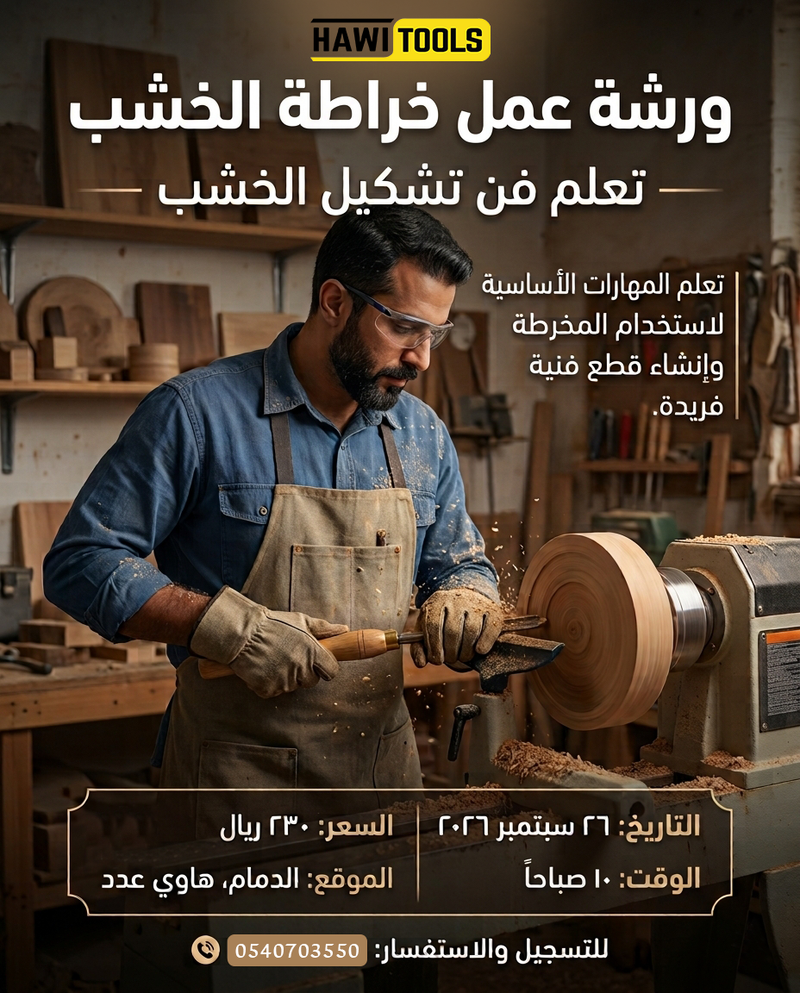 ورشة عمل خراطة الخشب