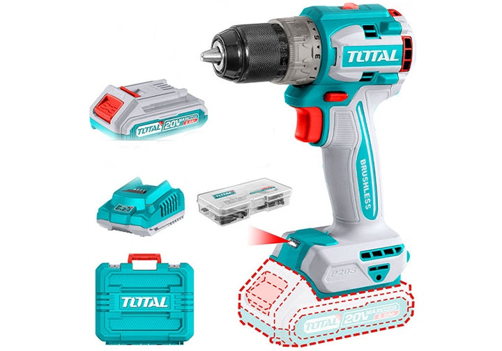 TOTAL Compact Brushless Cordless Drill 60NM