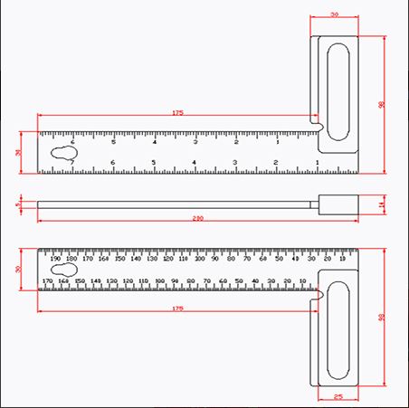 Precision Woodworking Square Marking Ruler