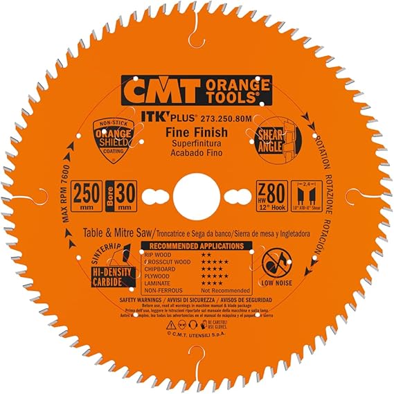 CMT WOOD CUTTING DISC 250MM 80T