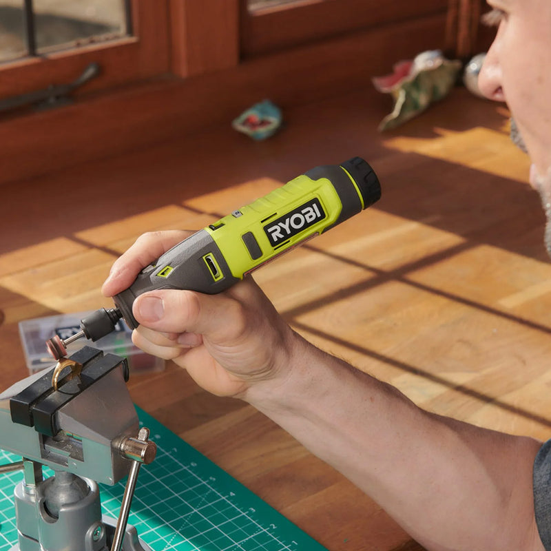Cordless Rotary Tool Starter Kit 4V, 5,000–25,000 RPM, 3.2 mm Collet, 15 Piece Kit