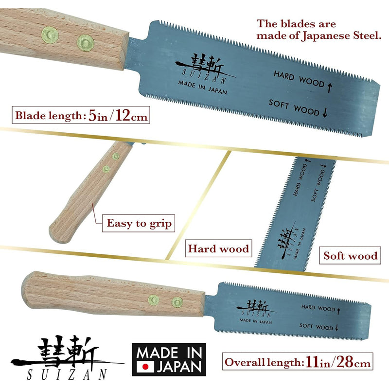 SUIZAN Japanese Flush Cut Trim Saw 5 Inch Hand Saw for Hardwood and Softwood