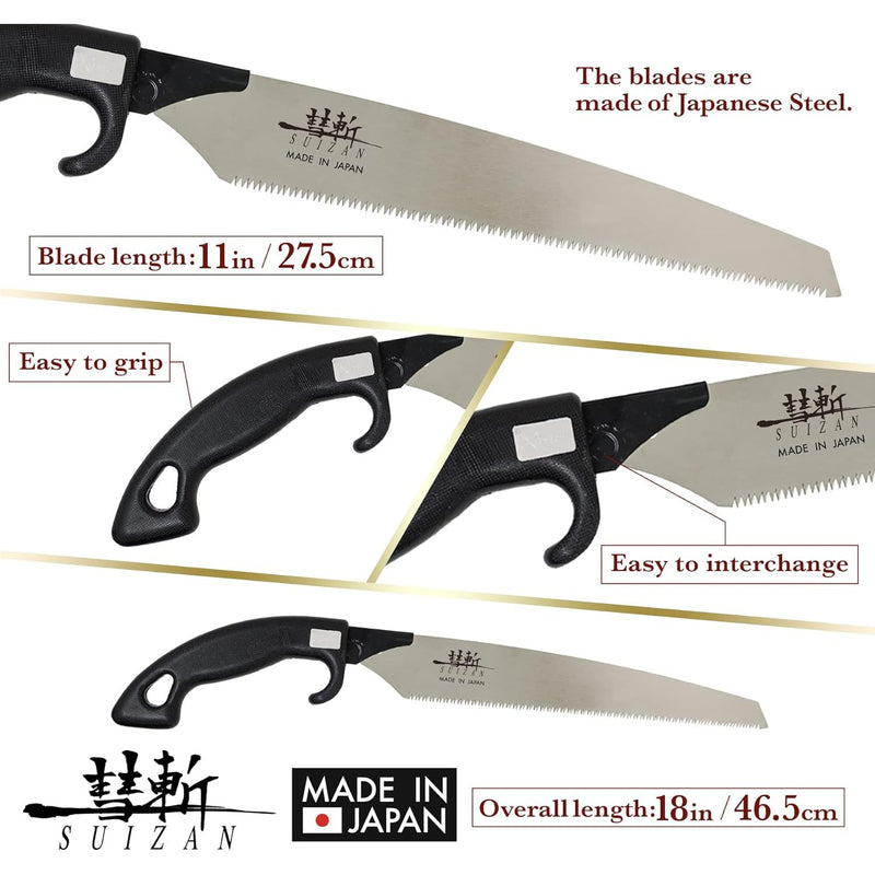 SUIZAN Japanese Timber Framing Saw 11 inch Hand Saw Pull Saw for Woodworking