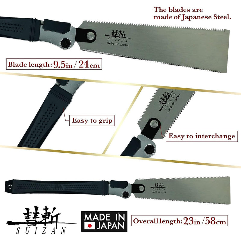 SUIZAN japanese folding ryoba pull saw double edge hand saw for woodrworking