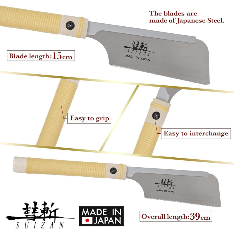 SUIZAN Japanese Dozuki Dovetail Hand Saw 6 Inch Pull Saw Tenon Saw Ultra-fine Crosscut Saw for Cross-Cut, Rip-Cut, Slant Cutting