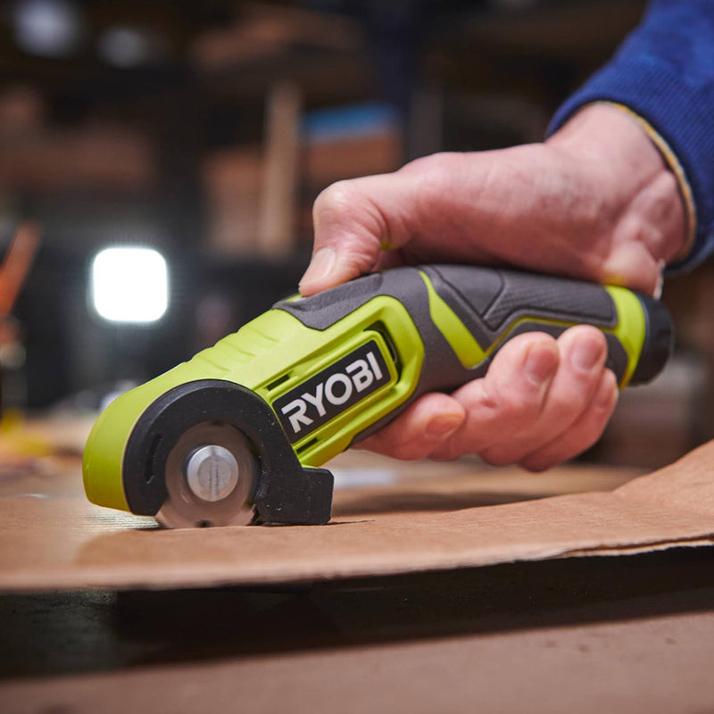 RYOBI electric scissors for cardboard, fabric, leather, carpets, and plastics