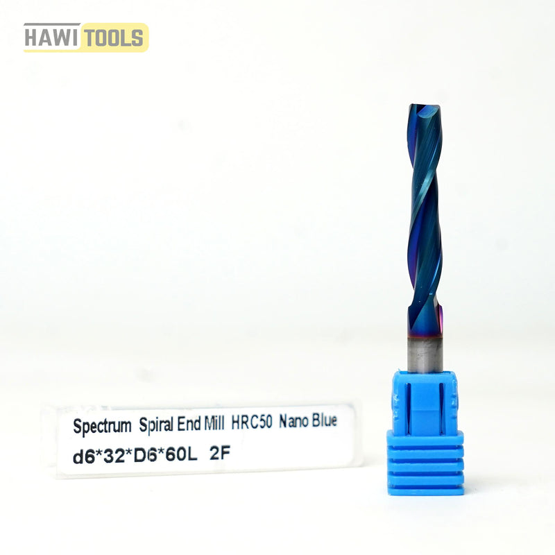 Spectrum Nano Coated Solid Carbide two Flute Spiral End Mill - Shank 6mm