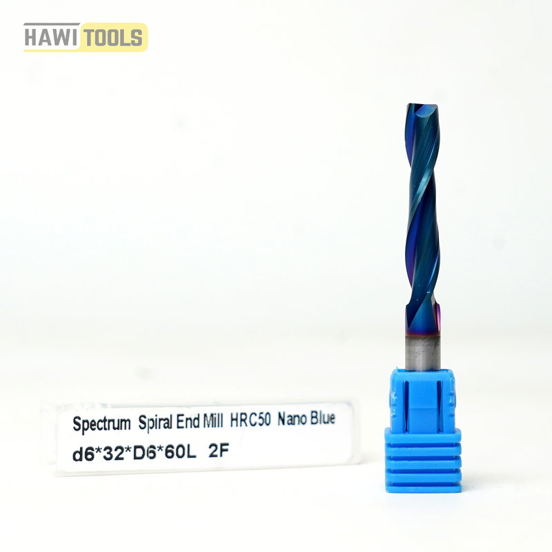 Spectrum Nano Coated Solid Carbide two Flute Spiral End Mill - Shank 6mm