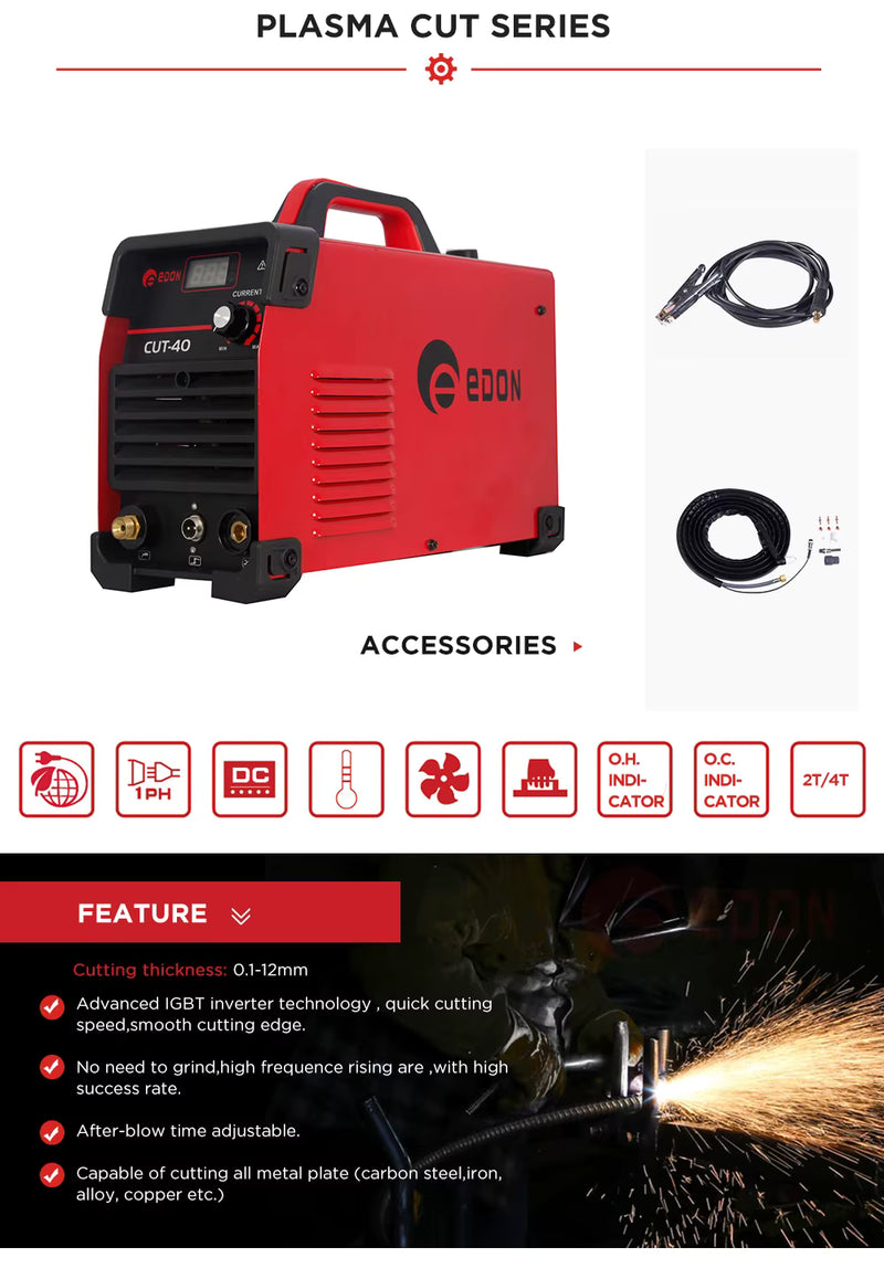 EDON CUT-40 Durable IGBT Inverter Plasma Cutting Machine Cutter  بلازما كتر