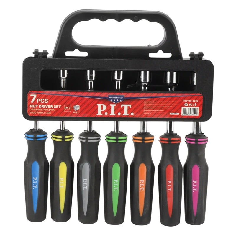 PIT 7 PC NUT DRIVER SET RUBBER HANDLE