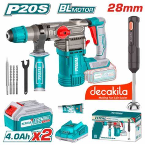 TOTAL Li-ion Cordless 2 Pcs Combo Kit طقم كسارة مع ريش مع خلاط 28مم