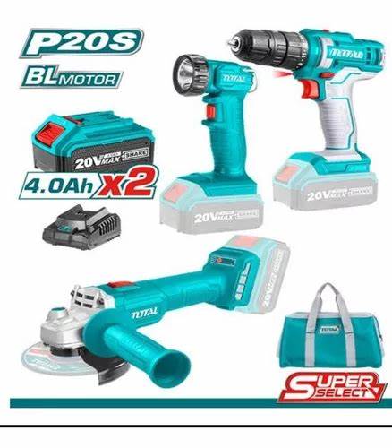 TOTAL Lithium-Ion impact dril طقم 20 فولت صاروخ بطارية درل بطارية ربط كشاف بطارية شنطة قماش مع 13 ديسك