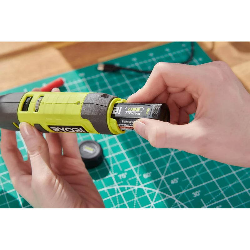 Cordless Rotary Tool Starter Kit 4V, 5,000–25,000 RPM, 3.2 mm Collet, 15 Piece Kit