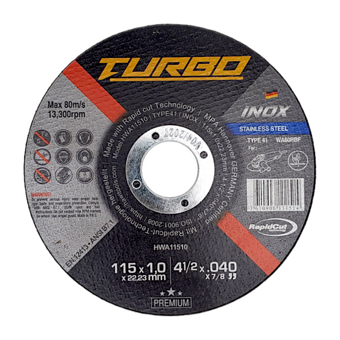 TURBO CUTTING DISC FOR STAINLESS STEEL HWA11510