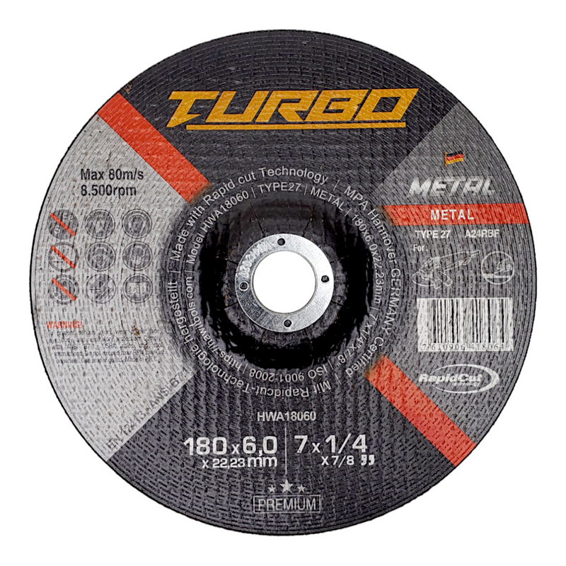 TURBO GRINDING DISC FOR METAL HWA18060