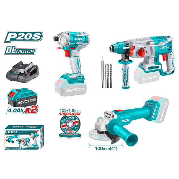 Total Lithium-ion cordless 3 pcs combo kit 20V