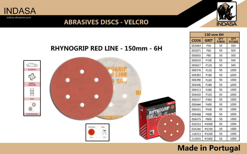 Rhynogrip Red Line Abrasives Discs -150mm – 6H