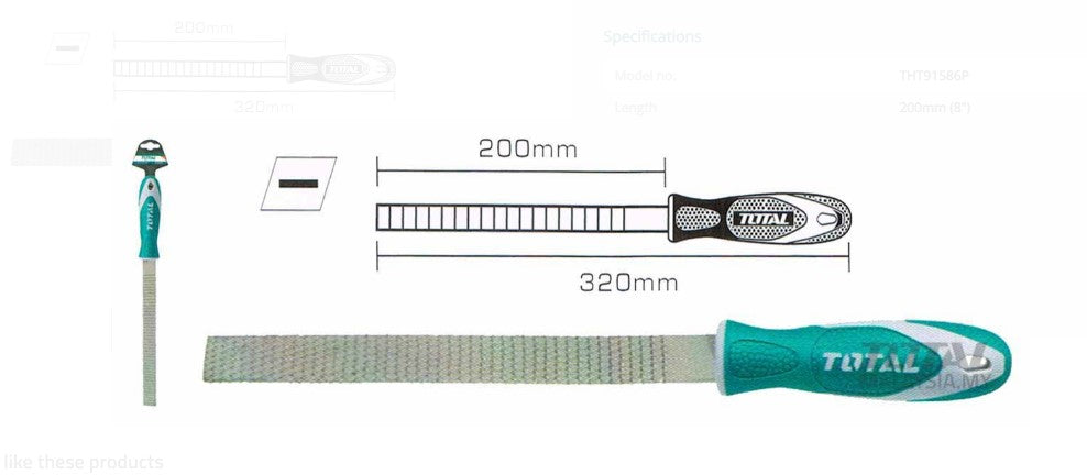 TOTAL – THT91586 Flat Wood File 200MM مبرد خشب مسطح 8 انش