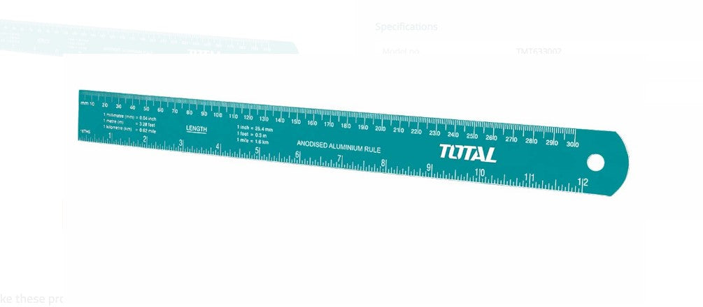 TOTAL Ruler 30 CM مسطرة المونيوم بالمتر والانش 30سم