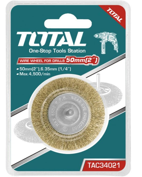 TOTAL WIRE WHEEL FOR DRILLS 50mm - فرشة قرص على الدريل سلك نحاس