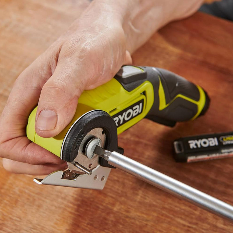 RYOBI electric scissors for cardboard, fabric, leather, carpets, and plastics
