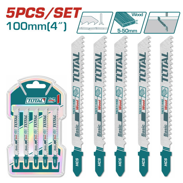 TOTAL Jig Saw Blade For Wood 5pcs