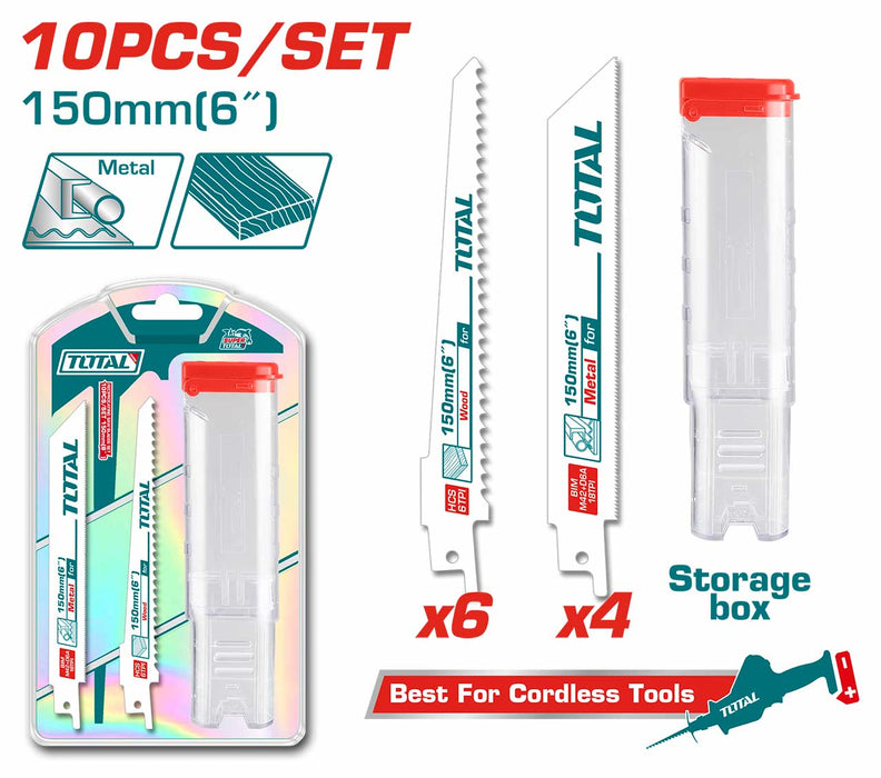 TOTAL 10 Pcs Reciprocating Saw Blades Set