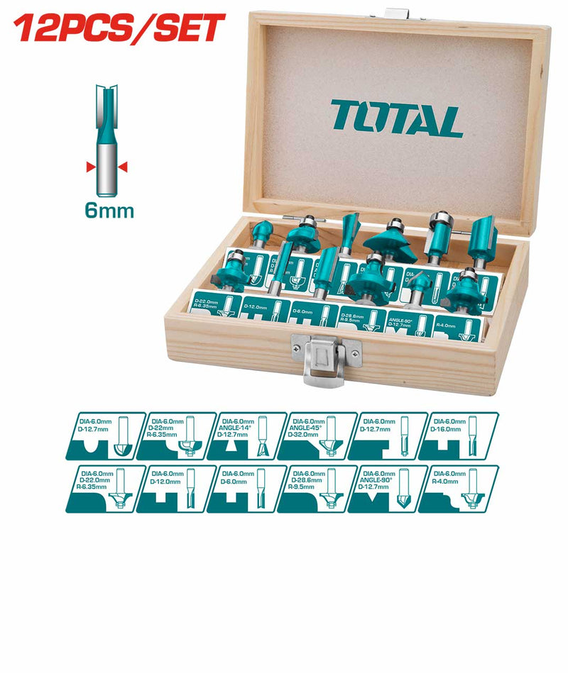 TOTAL 12 Pcs Router Bit Set 6mm