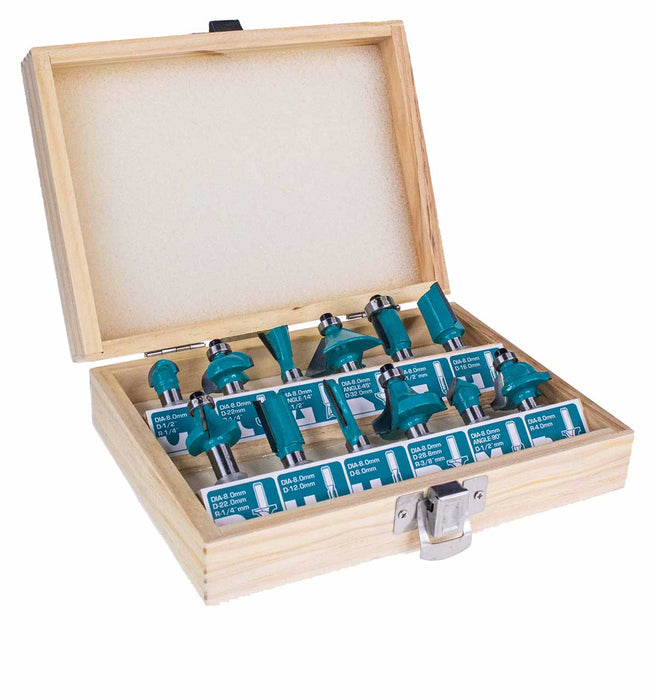 TOTAL 12 Pcs Router Bit Set 8mm