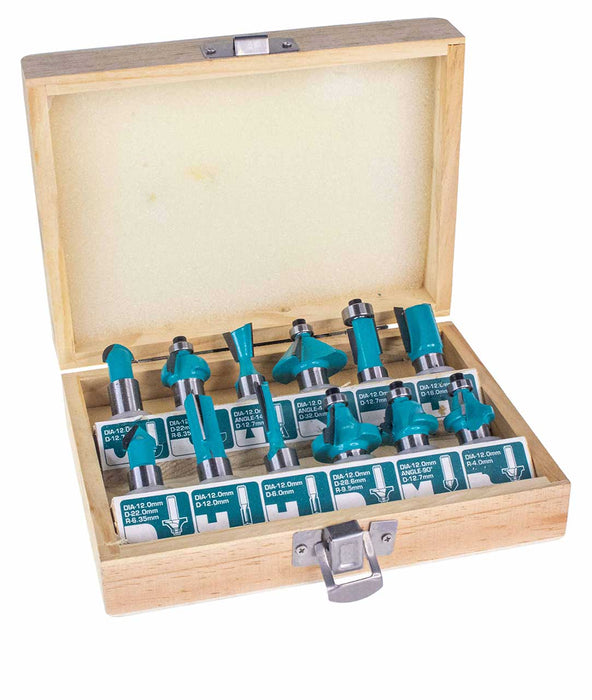 TOTAL 12 Pcs Router Bit Set 12mm