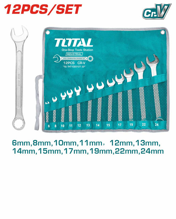 TOTAL 12 Pcs Combination Spanner Set