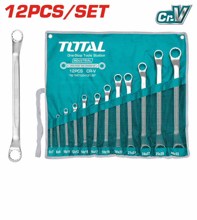 TOTAL 12 Pcs Offset Ring Spanner Set