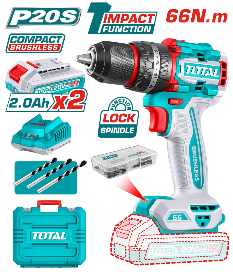TOTAL Compact Brushless Cordless Impact Drill