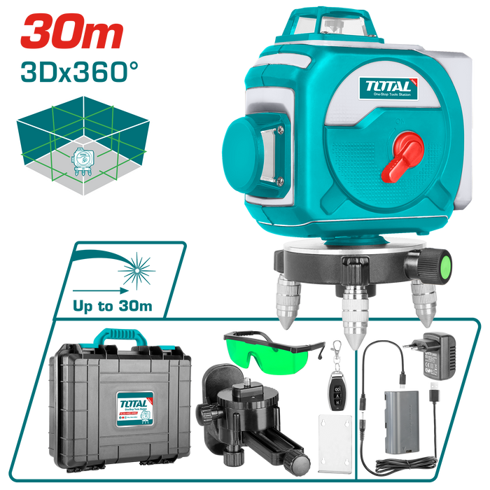 Total Tools 3D Green Beam Self-Leveling Laser Level (TLL255267)