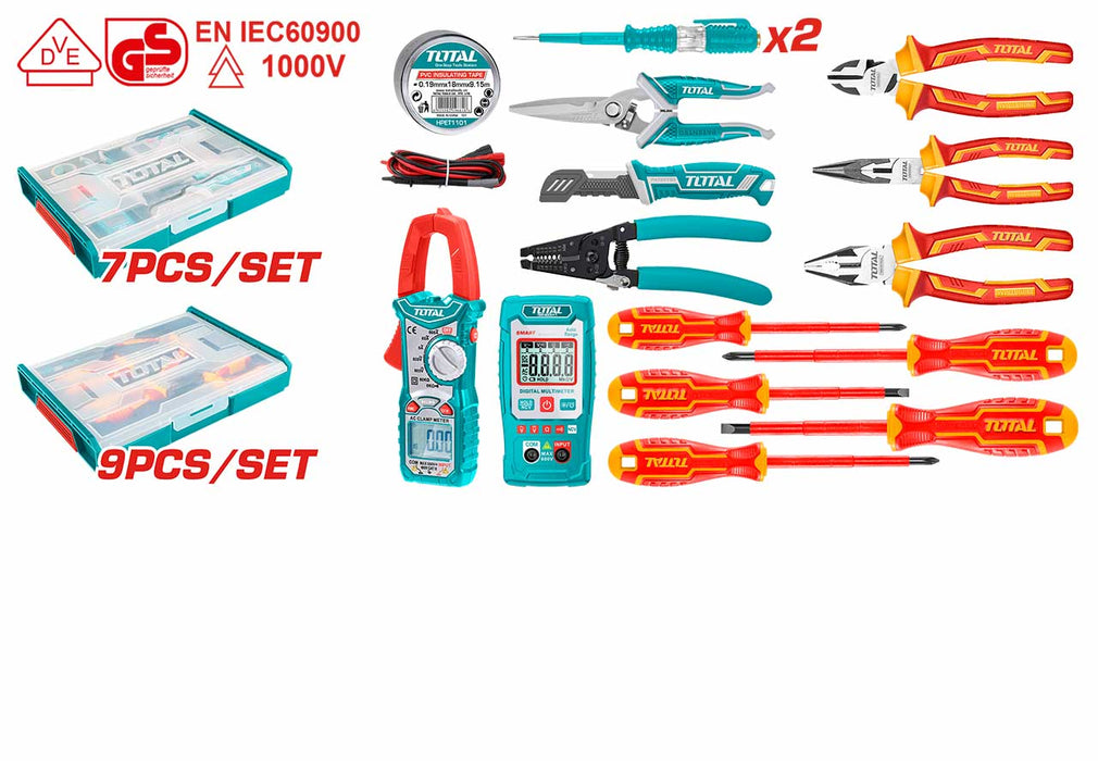 TOTAL 16 Pcs Electrician Tools Set