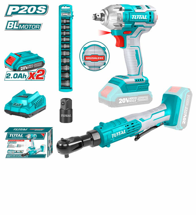 TOTAL Li-ion Cordless 2 Pcs Combo Kit