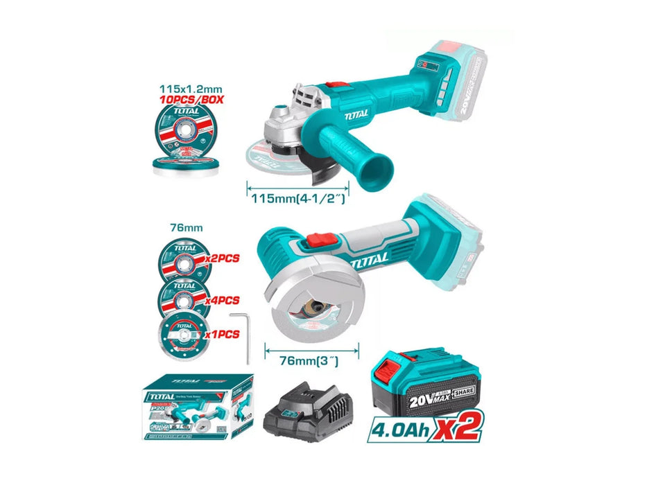 TOTAL Angle Grinder and Cut-Off Tool 20V