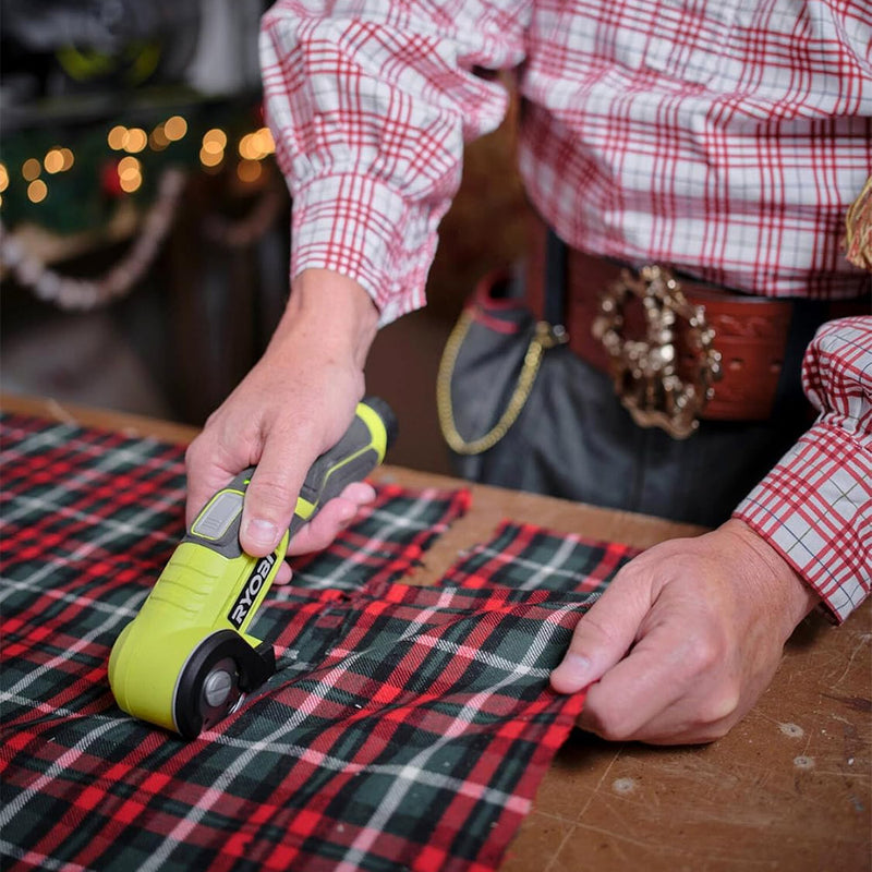 RYOBI electric scissors for cardboard, fabric, leather, carpets, and plastics
