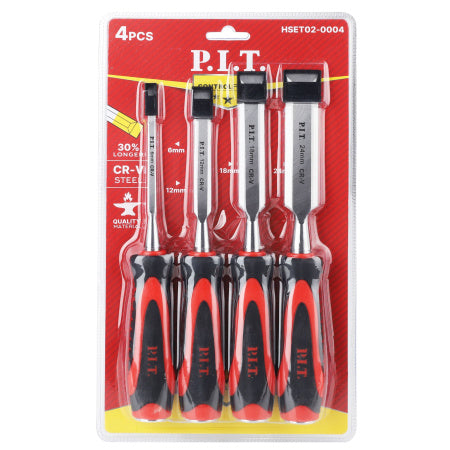 PIT 4pieces Plastic handle Wood chisel