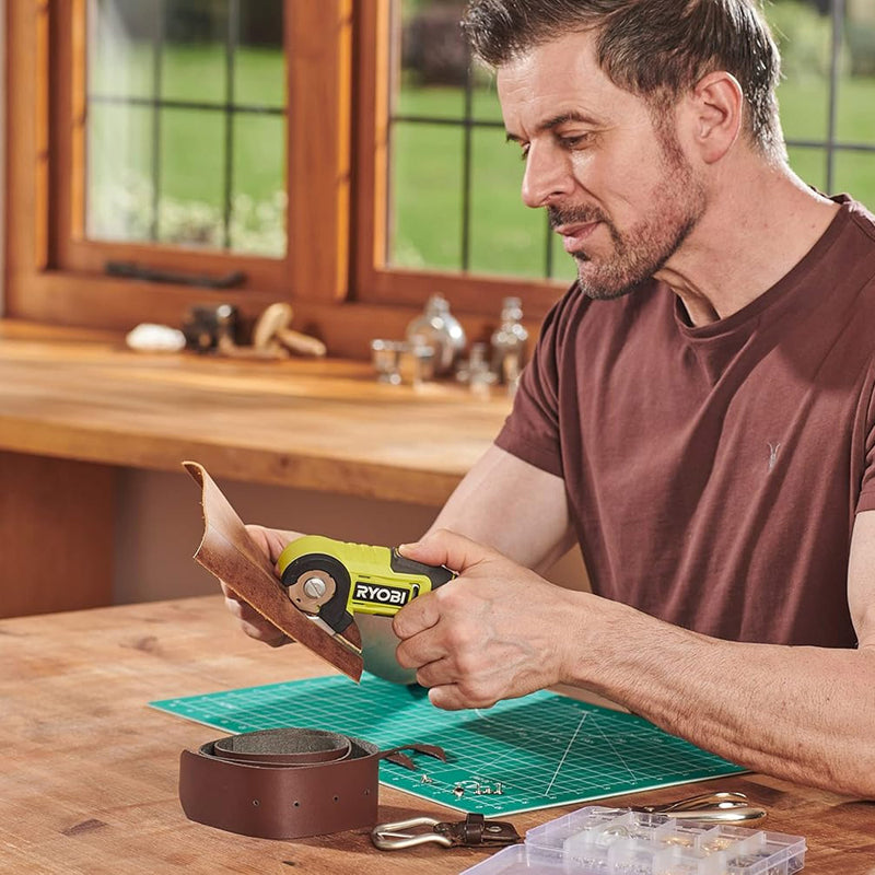 RYOBI electric scissors for cardboard, fabric, leather, carpets, and plastics