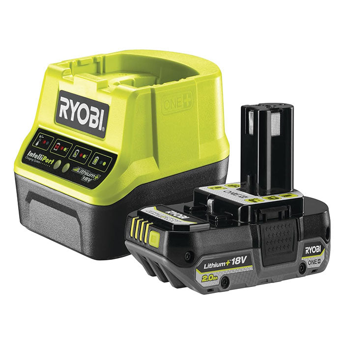Ryobi Battery and Charger Set, 18V, 2.0Ah, Lithium-ion