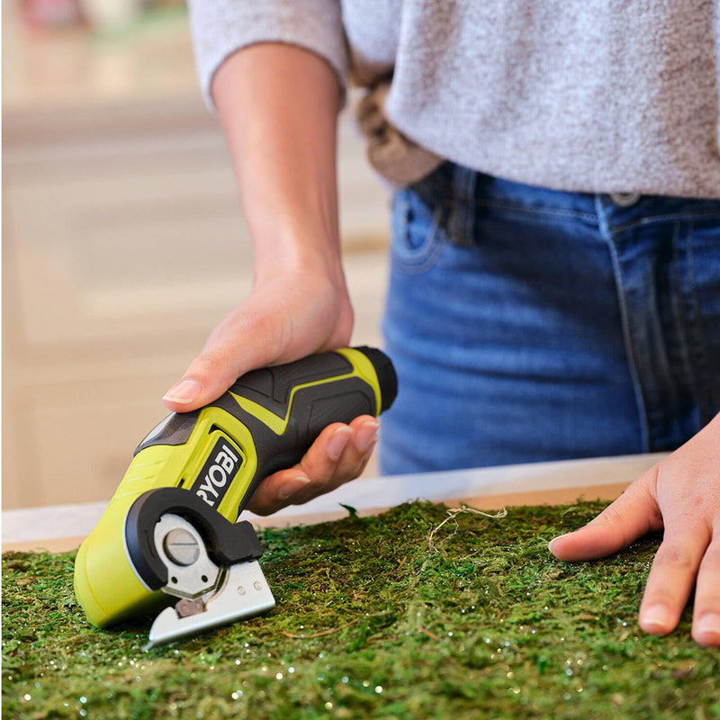 RYOBI electric scissors for cardboard, fabric, leather, carpets, and plastics