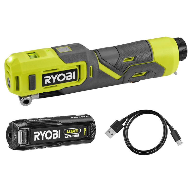 Ryobi Cordless inflator 4V, USB-C Rechargeable, 100 PSI