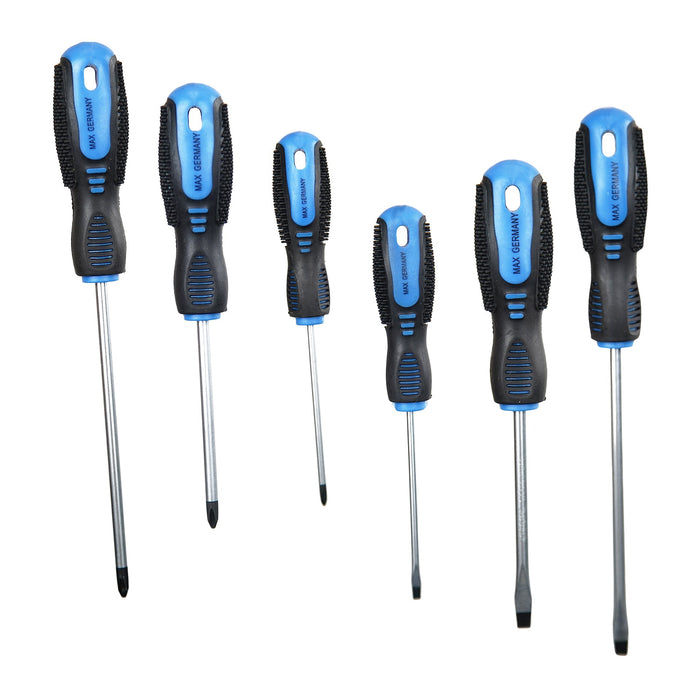 MAX 6-piece Magnetic Screwdriver Set Commercial Grade Phillips & Slotted Comfort Grip Screw Drivers with Pouch