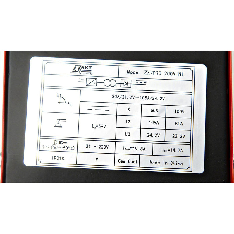 XAKT WILDING MACHING WITH FULL ACCESSORIES IN PLASTIC BOX 105AMP/200MINI