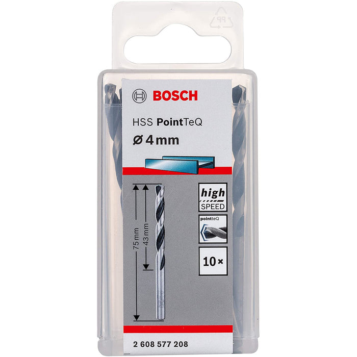 Bosch Metal Twist Drill HSS PointTeQ DIN 338, 4 x 43 x 75 MM