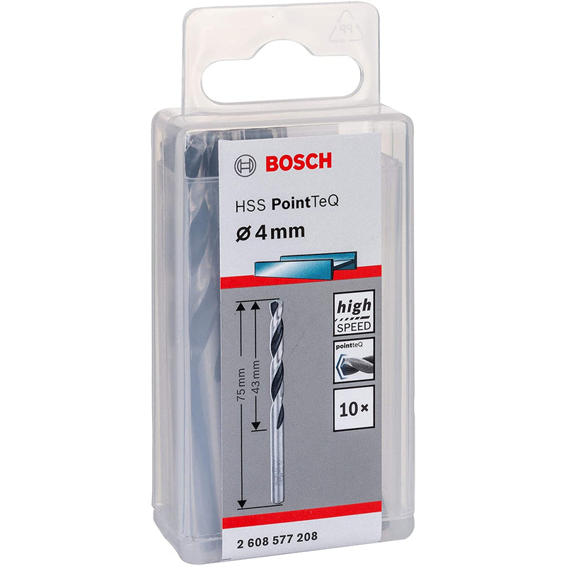Bosch Metal Twist Drill HSS PointTeQ DIN 338, 4 x 43 x 75 MM