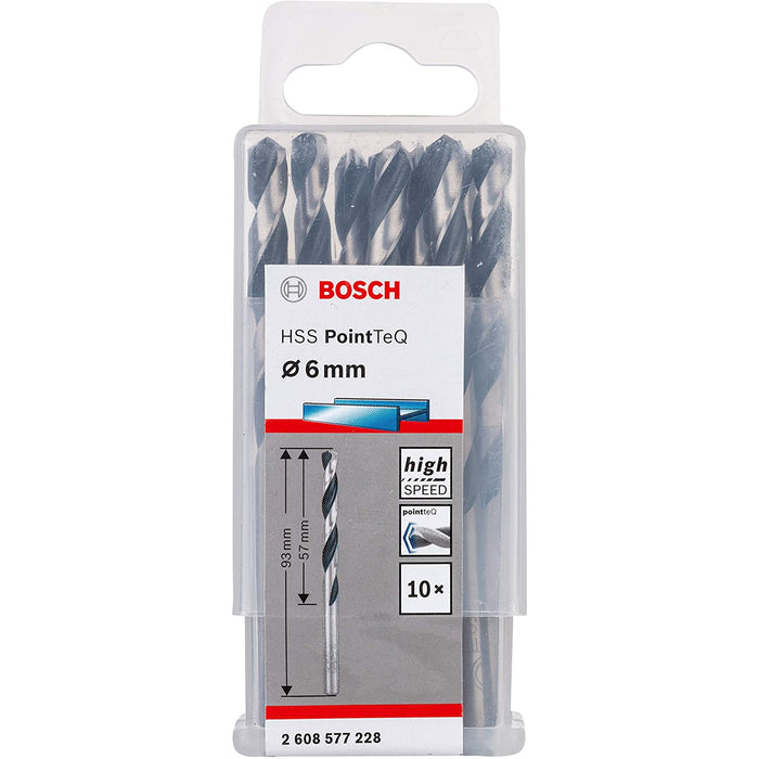 Bosch Metal Twist Drill HSS PointTeQ DIN 338", 6 x 57 x 93 mm